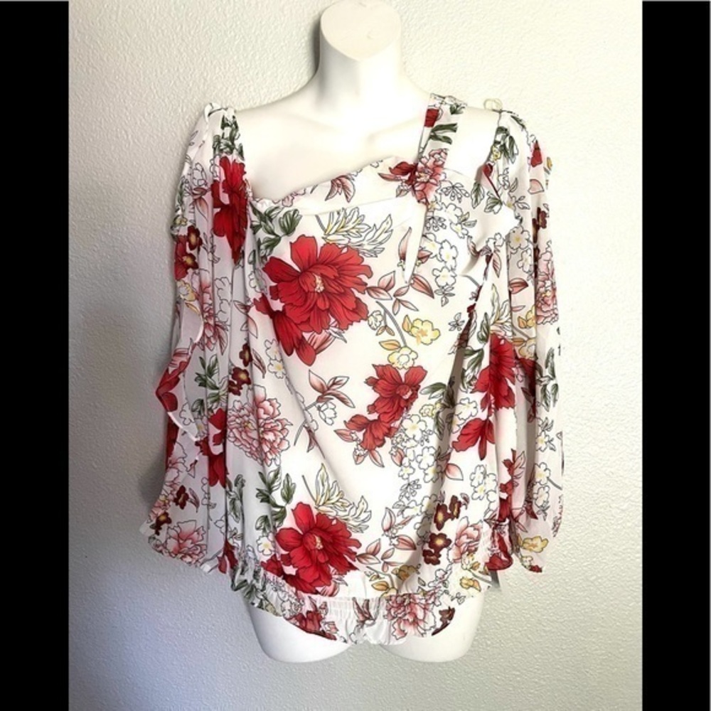 ZENOBIA Floral off shoulder strapy blouse size 2XL